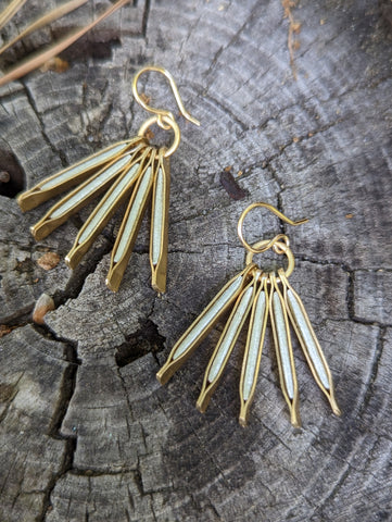 brass and leather palm earring