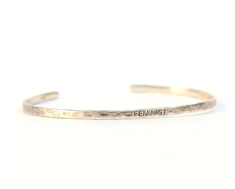Sterling feminist cuff bracelet